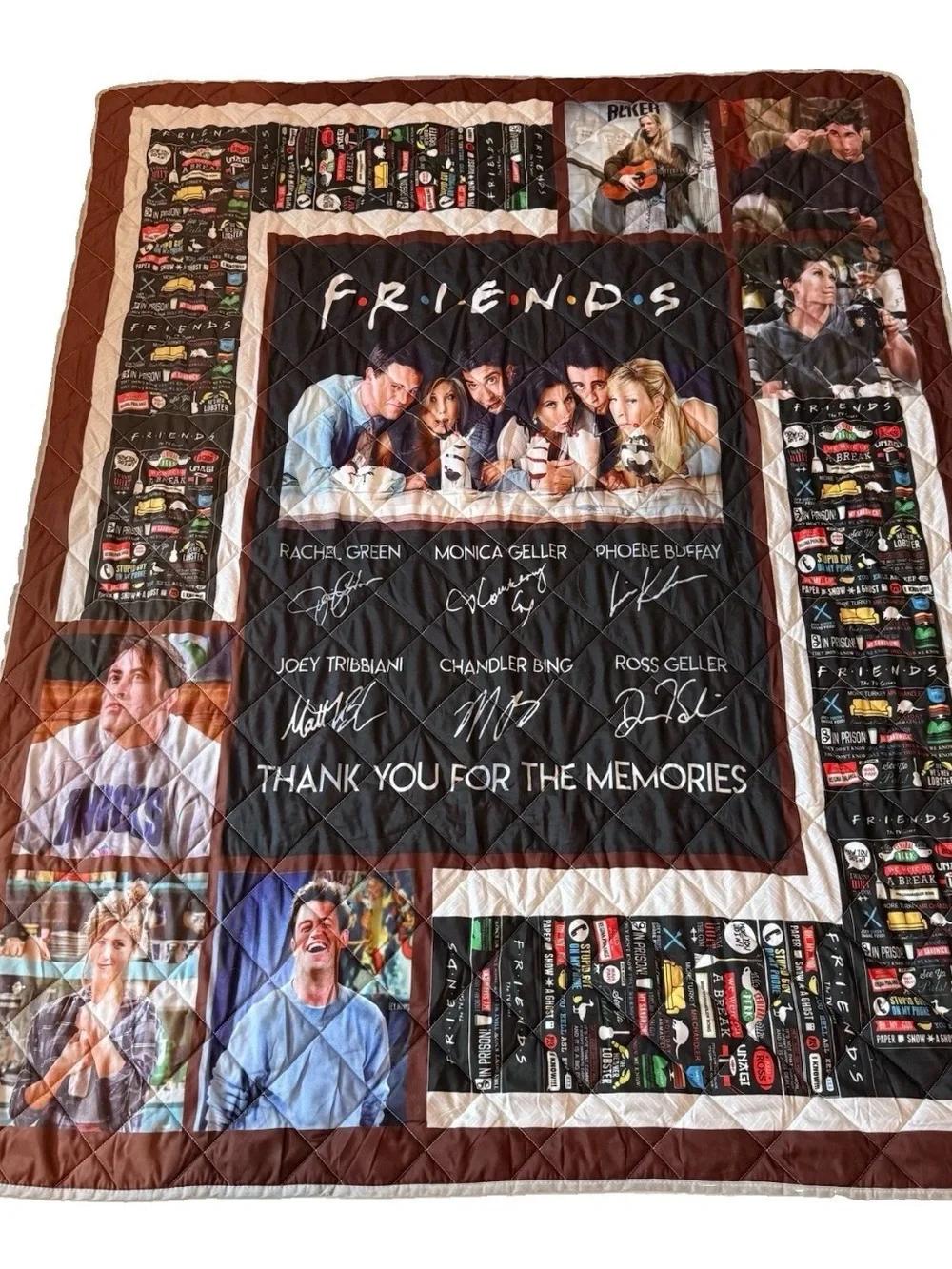 Vintage Friends TV Series Quilted Filled Blanket Throw 56x71 Gray Back Y2K Decor